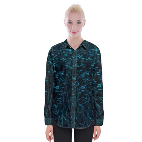 Dark Green Queen Anne s Lace Hillside Womens Long Sleeve Shirt by okhismakingart