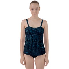 Dark Green Queen Anne s Lace Hillside Twist Front Tankini Set by okhismakingart