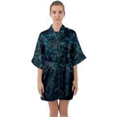 Dark Green Queen Anne s Lace Hillside Quarter Sleeve Kimono Robe by okhismakingart