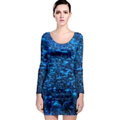 Blue Queen Anne s Lace Hillside Long Sleeve Bodycon Dress by okhismakingart