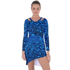 Blue Queen Anne s Lace Hillside Asymmetric Cut-out Shift Dress by okhismakingart