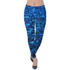 Blue Queen Anne s Lace Hillside Velvet Leggings by okhismakingart