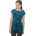 Blue-Green Queen Annes Lace Hillside Cap Sleeve High Low Top View1