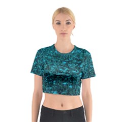 Blue-green Queen Annes Lace Hillside Cotton Crop Top by okhismakingart