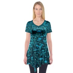 Blue-green Queen Annes Lace Hillside Short Sleeve Tunic  by okhismakingart