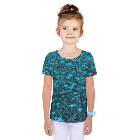 Blue-green Queen Annes Lace Hillside Kids  One Piece Tee by okhismakingart