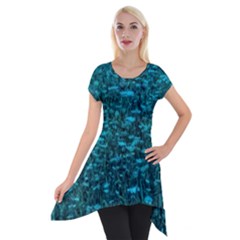 Blue-green Queen Annes Lace Hillside Short Sleeve Side Drop Tunic by okhismakingart