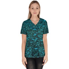 Blue-green Queen Annes Lace Hillside Women s V-neck Scrub Top by okhismakingart