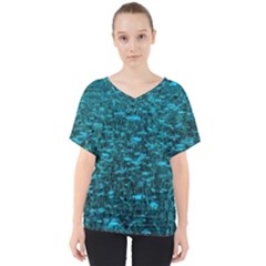 Blue-green Queen Annes Lace Hillside V-neck Dolman Drape Top by okhismakingart