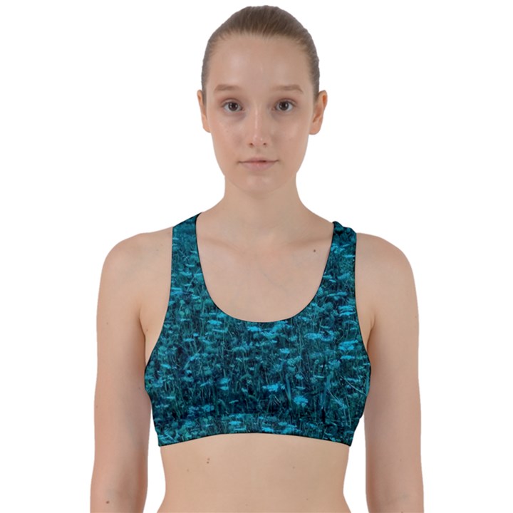 Blue-Green Queen Annes Lace Hillside Back Weave Sports Bra