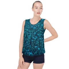 Blue-green Queen Annes Lace Hillside Bubble Hem Chiffon Tank Top by okhismakingart