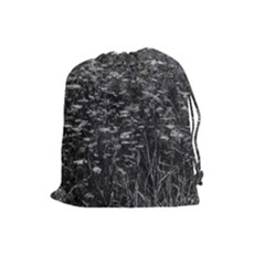 Black And White Queen Anne s Lace Hillside Drawstring Pouch (large) by okhismakingart