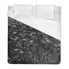 Black And White Queen Anne s Lace Hillside Duvet Cover (full/ Double Size) by okhismakingart