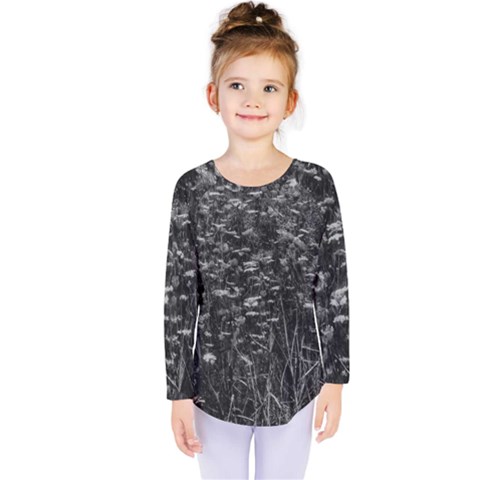 Black And White Queen Anne s Lace Hillside Kids  Long Sleeve Tee by okhismakingart