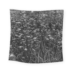 Black And White Queen Anne s Lace Hillside Square Tapestry (small) by okhismakingart