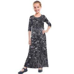 Black And White Queen Anne s Lace Hillside Kids  Quarter Sleeve Maxi Dress by okhismakingart