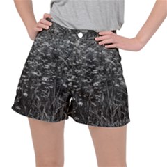 Black And White Queen Anne s Lace Hillside Stretch Ripstop Shorts by okhismakingart