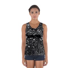 High Contrast Black And White Queen Anne s Lace Hillside Sport Tank Top 