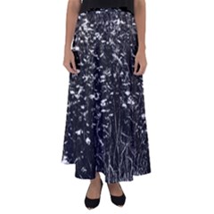 High Contrast Black And White Queen Anne s Lace Hillside Flared Maxi Skirt by okhismakingart