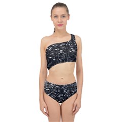 High Contrast Black And White Queen Anne s Lace Hillside Spliced Up Two Piece Swimsuit by okhismakingart