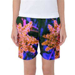 Yellow, Pink, And Blue Sumac Bloom Women s Basketball Shorts by okhismakingart