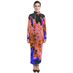 Yellow, Pink, And Blue Sumac Bloom Turtleneck Maxi Dress