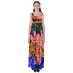 Yellow, Pink, And Blue Sumac Bloom Empire Waist Maxi Dress by okhismakingart