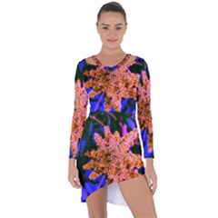 Yellow, Pink, And Blue Sumac Bloom Asymmetric Cut-out Shift Dress by okhismakingart