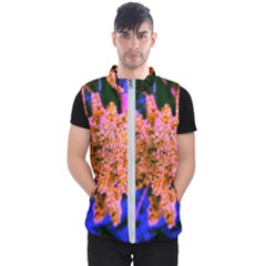 Yellow, Pink, And Blue Sumac Bloom Men s Puffer Vest by okhismakingart