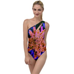 Yellow, Pink, And Blue Sumac Bloom To One Side Swimsuit by okhismakingart