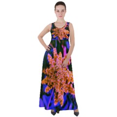 Yellow, Pink, And Blue Sumac Bloom Empire Waist Velour Maxi Dress by okhismakingart