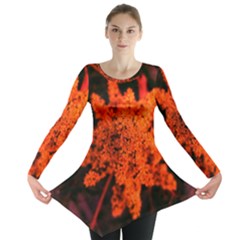 Orange Sumac Bloom Long Sleeve Tunic  by okhismakingart