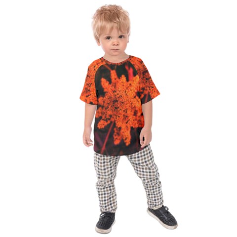 Orange Sumac Bloom Kids  Raglan Tee by okhismakingart