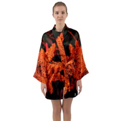 Orange Sumac Bloom Long Sleeve Kimono Robe by okhismakingart