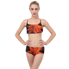 Orange Sumac Bloom Layered Top Bikini Set by okhismakingart