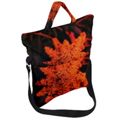 Orange Sumac Bloom Fold Over Handle Tote Bag by okhismakingart