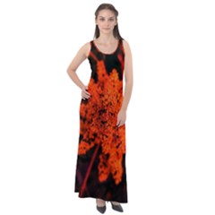 Orange Sumac Bloom Sleeveless Velour Maxi Dress by okhismakingart