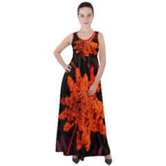 Orange Sumac Bloom Empire Waist Velour Maxi Dress by okhismakingart