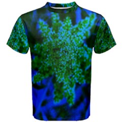 Blue And Green Sumac Bloom Men s Cotton Tee by okhismakingart