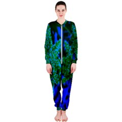 Blue And Green Sumac Bloom Onepiece Jumpsuit (ladies)  by okhismakingart