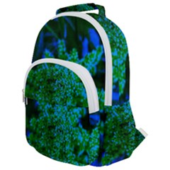 Blue And Green Sumac Bloom Rounded Multi Pocket Backpack