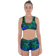 Blue And Green Sumac Bloom Racerback Boyleg Bikini Set by okhismakingart