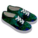 Blue and Green Sumac Bloom Kids  Classic Low Top Sneakers View3