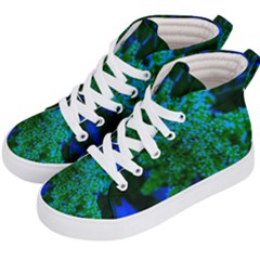 Blue And Green Sumac Bloom Kids  Hi-top Skate Sneakers by okhismakingart