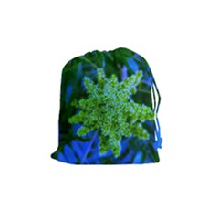 Lime Green Sumac Bloom Drawstring Pouch (medium) by okhismakingart