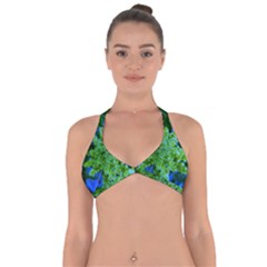 Lime Green Sumac Bloom Halter Neck Bikini Top by okhismakingart