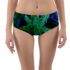 Lime Green Sumac Bloom Reversible Mid-waist Bikini Bottoms by okhismakingart