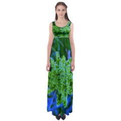 Lime Green Sumac Bloom Empire Waist Maxi Dress by okhismakingart