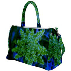 Lime Green Sumac Bloom Duffel Travel Bag by okhismakingart