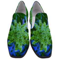 Lime Green Sumac Bloom Slip On Heel Loafers